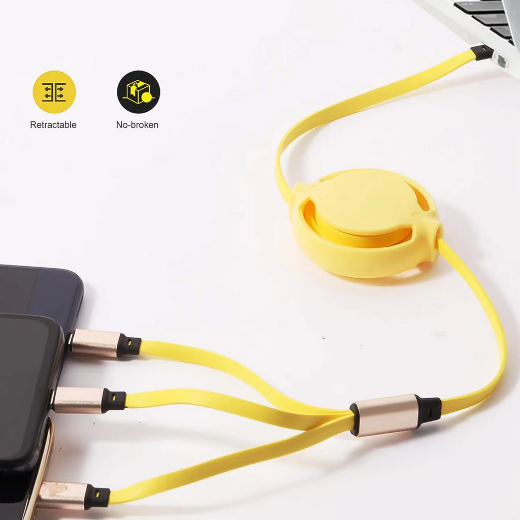 3-in-1 Retractable Multi Charging Cable – Lightning, Type-C & Micro USB Fast Charger