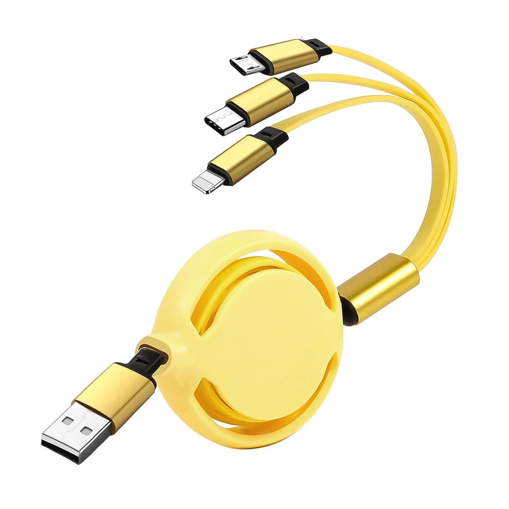3-in-1 Retractable Multi Charging Cable – Lightning, Type-C & Micro USB Fast Charger