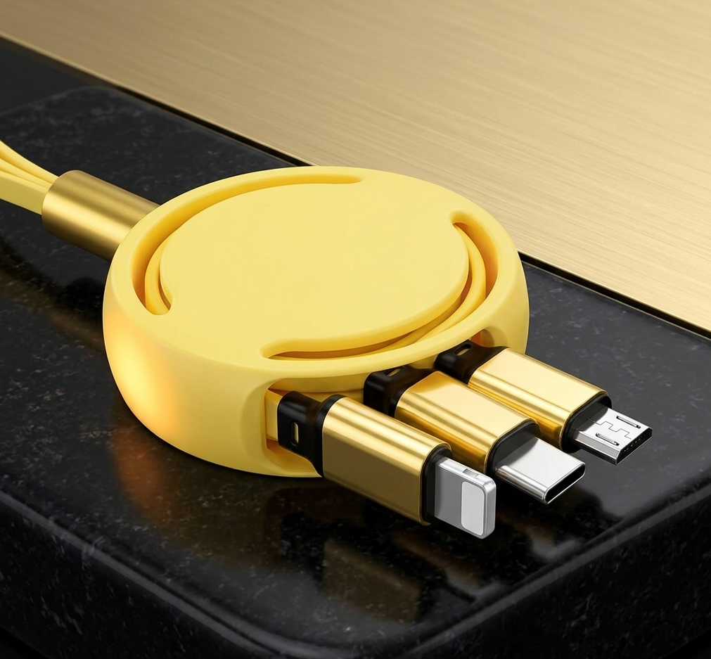 3-in-1 Retractable Multi Charging Cable – Lightning, Type-C & Micro USB Fast Charger